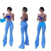 Valentina High Rise Flare Jeans - Light Blue Wash